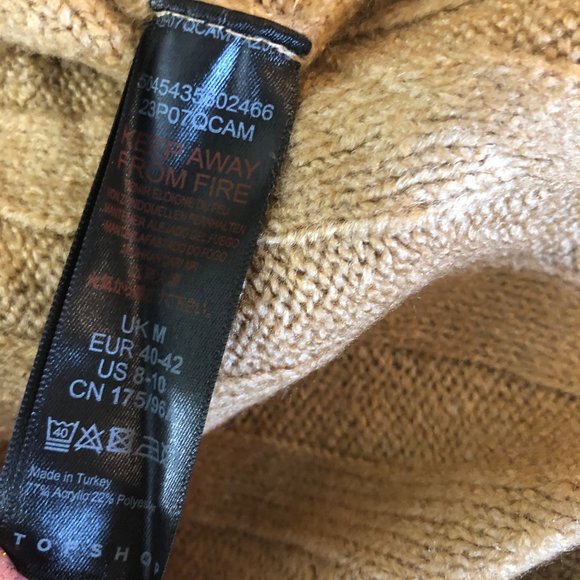 Topshop Long Cardigan Golden Brown Oversized Open Front with Pockets Medium NEW - Picture 6 of 6